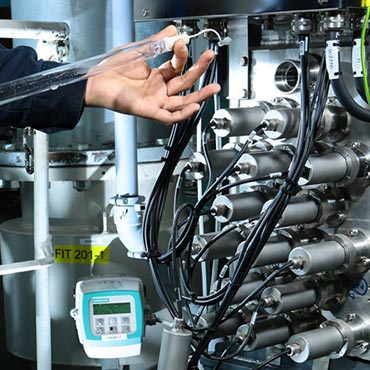 Engineer working with an aquaculture water treatment system