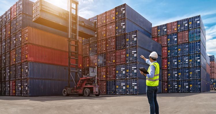 Man directing the loading of cargo