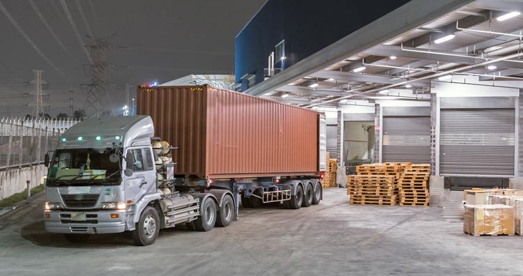 Truck at a distribution centre