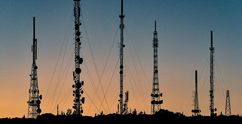 Telecommunications towers on the horizon