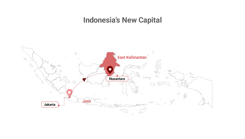 Map showing Indonesia's new capital