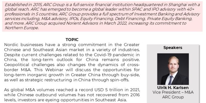M&A Outlook: China Buy side/spin offs & opportunities in South East Asia