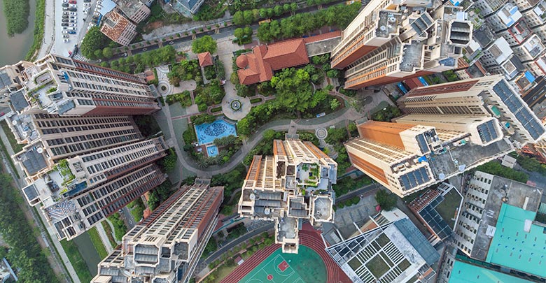Aerial view of a housing development in Shenzhen