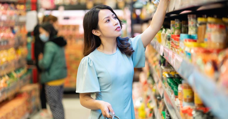 Shopper in a Vietnamese supermarket