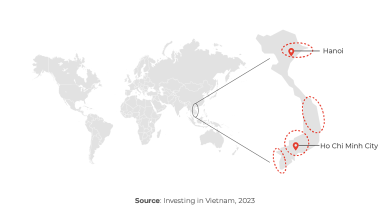 Map showing Vietnam's key economic zone