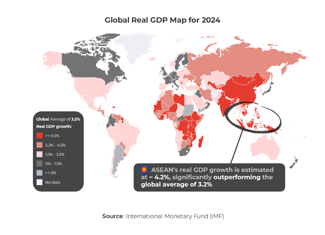 Graphic showing Global Real GDP Map for 2024