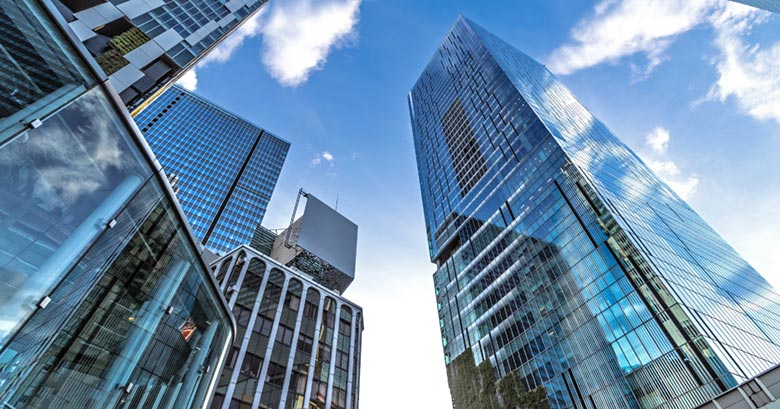 Office buildings in a Japanese financial district